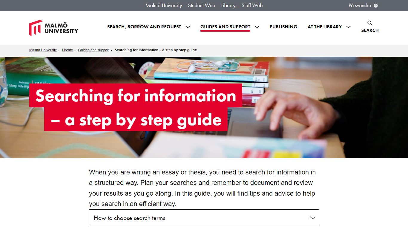 Searching for information – a step by step guide | Malmö University